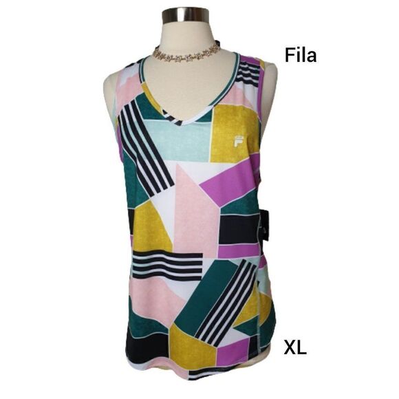 Women's Tank Top XL V-Neck Racerback Loose Fit XL Geometric Sports NWT - Picture 1 of 7